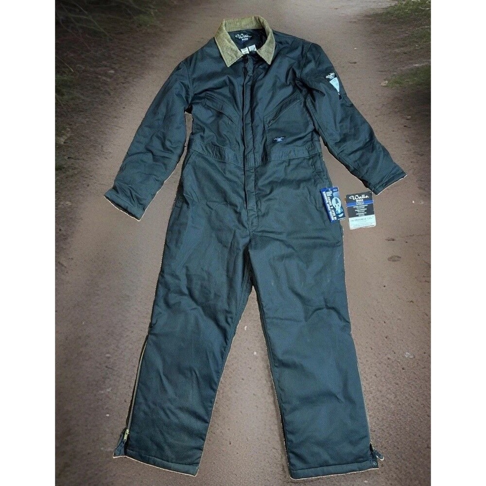 Vtg Walls Coveralls L Black Insulated Workwear Water Repellent Canvas NWT-Flaw